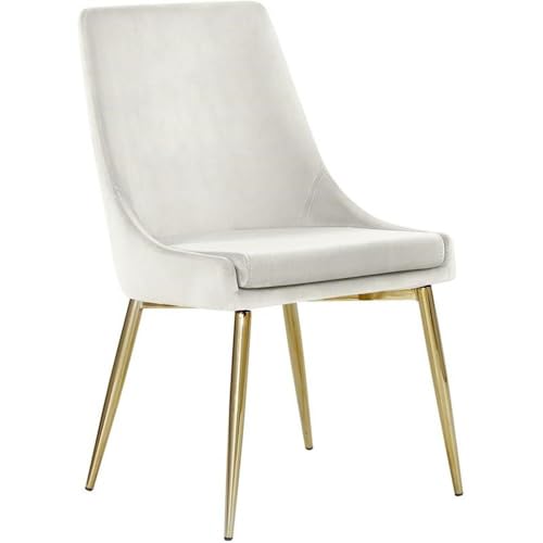 Meridian Furniture Karina Collection Modern | Contemporary Velvet Upholstered Dining Chair with Sturdy Metal Legs, Set of 2, 19.5" W x 21.5" D x 33.5" H, Cream - Thumbnail 5