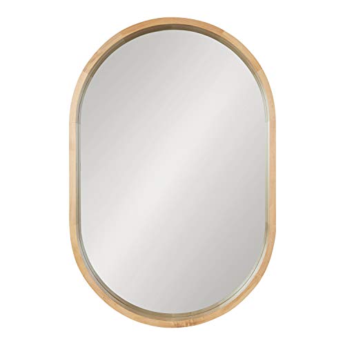 Kate And Laurel Hutton Modern Capsule Wall Mirror, 24 X 36, Natural Wood, Scandinavian Decorative Mirror For Wall #TOP4