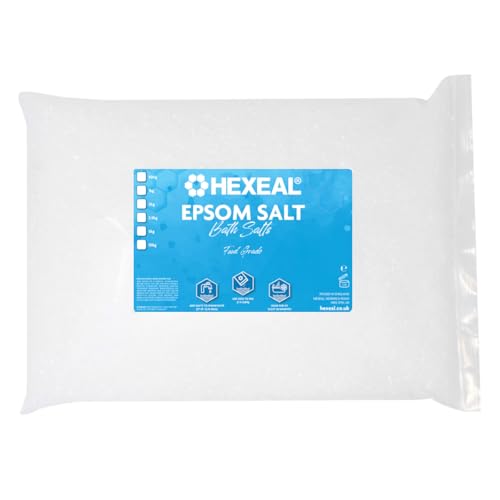 Hexeal Epsom Salt 5kg – 5kg Bag of Food Grade Magnesium Sulphate for Bathing, Gardening & Household Use – Suitable for Personal Care, Soil Enrichment, and More