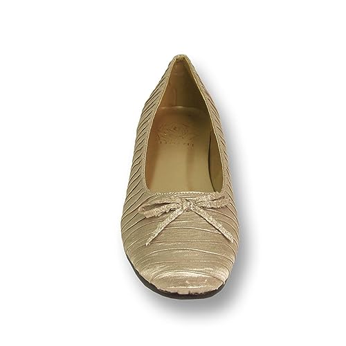 Fuzzy Lizzy (FT6012) Women Wide Width Casual Flats Skimmer Metallic with Glitter Everyday Shoes Gold 82