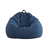 AD.CON Puf Interior con Relleno de Perlas EPS, Sillón Relajante, Cojín de Asiento, Cojín para el Piso, Bean Bag (Grande, Azul Marino)