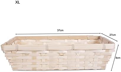 Pack of 10 Rectangle Bamboo Natural Color Wicker Bread Basket Retail Shop Display Christmas Hamper (Small Size)