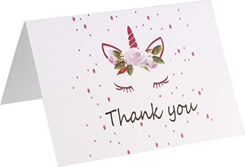 Magical Pink Unicorn Thank You Cards - 50 Blank Notes & Envelopes, Perfect for Kids' Parties & Special Occasions - KodyCreations
