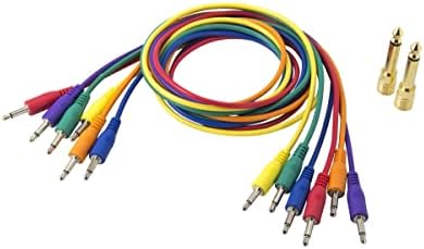 Korg - SQ-CABLE6 - 75cm Mini Jack Patch Leads with Two Adaptors - Pack of 6 - Mixed Colours
