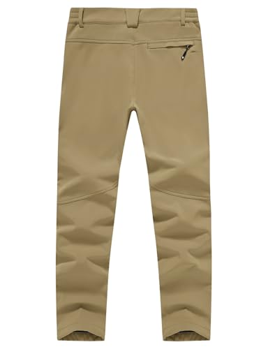 BASUDAM Men's Snow Pants Fleece Lined Insulated Winter Hiking Ski Waterproof Softshell Outdoor Camping Pants Zipper Pockets2