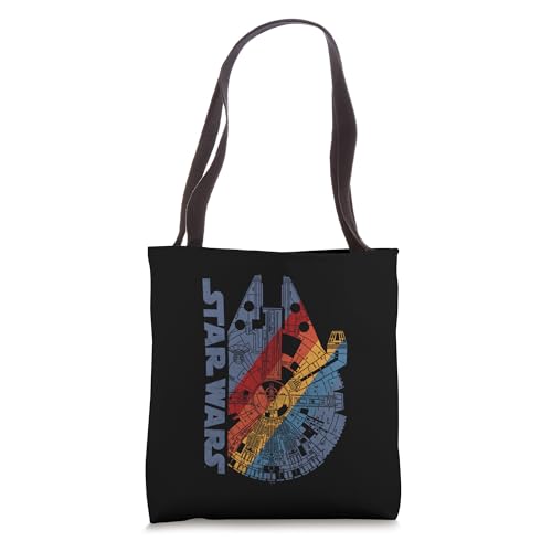 Image of Star Wars Millennium Falcon Retro Rainbow Fill Tote Bag