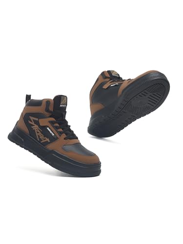 Image of Impakto Alpha Street Sneaker for Men | Lightweight & Soft Cushioned Insole | Padded Collar | High Top Streetwear Causal Shoes | Anti-Skid Sole | Lace-Up Shoes for Casual Outings,Walking & Gym