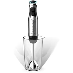 SOGO SS-14410 Batidora de Mano Potente, 1000W, Cuchillas de Titanio, Vaso medidor 600ml, 6 Velocidad Variables, Acero Inoxidable, Negro