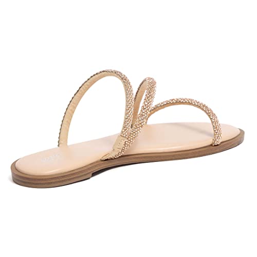 Redtop Women's Rhinestone Flat Sandals Slip On Memory Foam Sandals Open Toe Slide Sandals #TOP2
