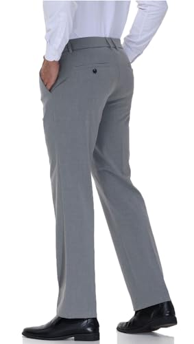 Soojun Men's Modern Fit Flex Flat Front Dress Pants4