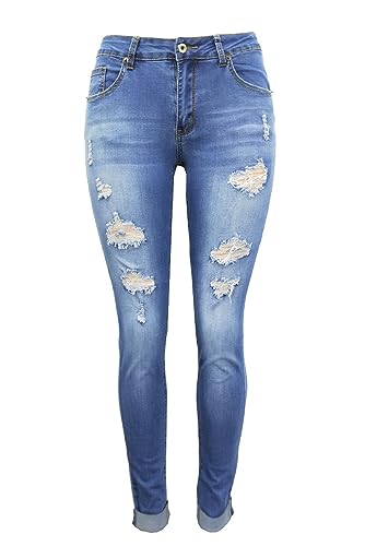 Womens Stretchy Ripped Skinny Jeans High Waisted Boyfriend Distressed Denim Pants Leggings4