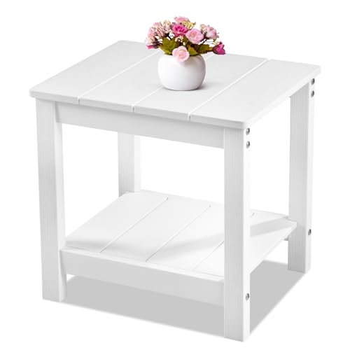 Stoog Outdoor & Indoor Side Table, Weather Resistant HIPS End Tables, for Backyard, Patio, Pool, Deck and Garden, White