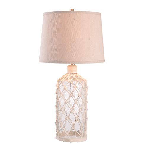 Kenroy Home 32816CLRR Captain Table Lamps, Medium, Clear Textured Glass with Rope Wrap