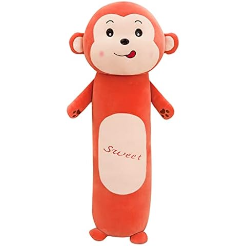 URFEDA Long Hugging Pillow, Stuffed Animals Plush Soft Toy Comfortable Cushion Cuddle Pillow Doll Animal Toys Sleep Cylindrical Back Bed Sofa Couch 55cm Red Monkey, (HYDSSLL-0198) Cover