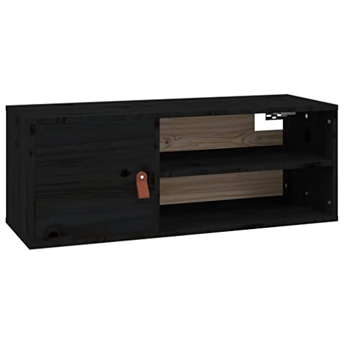 Meuble de rangement flottant noir gain de place 4 compartiments - 2