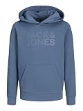 JACK & JONES Jjecorp Logo Sweat Hood Noos JNR Sweatshirt à Capuche, Oceanview/Imprimé : Big Tonal, 152 Garçon