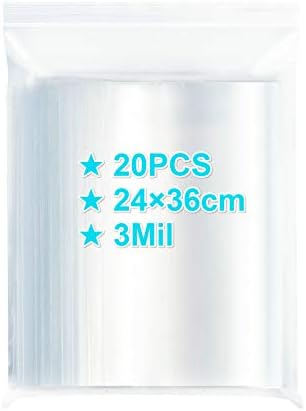Resealable Ziplock Bags 18×26cm, 25PCS, 3 Mil Extra Thick Medium Size Clear Plastic Grip Seal Bags with Lock Seal Zipper, Storage Pouches for Food Sandwich Mask Incense Packaging