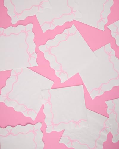 xo, Fetti Pink Bow Napkins - 3-ply, 25 pcs | Baby Shower Decorations, Spring Girl Birthday, Girls Just Wanna Be One, Tying the Knot Party Favors, Coquette Graduation, Bachelorette Decor