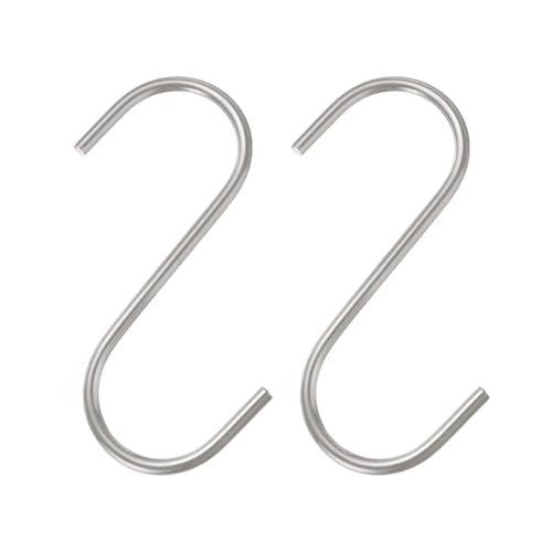 QUARKZMAN 2pz Ganci a S Lunghi 4 Pollici Ganci a S Extra Lunghi Metallo ad Alta Resistenza Acciaio al Manganese per Organizzare Utensili Cucina Giardino Bagno Garage Armadio, Argento