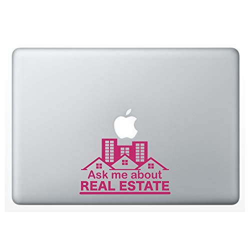Realtor Stickers Real Estate Decals - (2 Pack) Ask Me About Real Estate Decal Vinyl Sticker for Laptop Notebook MacBook Air/Pro Dell HP Walls Windows, Computers, Water Bottles and More. (Pink) -  Crazy4Decals