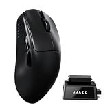 A.JAZZ AJ159 V2 Mouse Gaming Wireless Ultraleggero Con Batteria Sostituibile A Caldo, Due Batterie 300mAh E Base Di Ricarica, 54g, Sensore PAW3395, 32000 DPI Per PC E Mac (Nero)