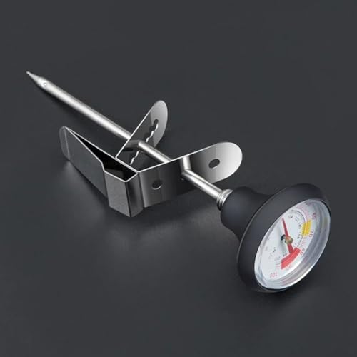 Miniatura 5 de Volakebeing Termómetro De Café De Acero Inoxidable Con Sonda De Abrazadera, Esfera De Metal 304 Para Cafetera, Rango De -17.8-104.4 C, Color Plateado
