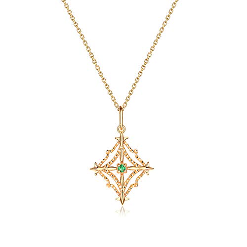 Collier géométrique découpé en diamant avec pendentif émeraude naturelle argent