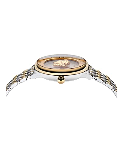 Versace La Medusa Collection Luxury Womens Watch Timepieces with a Two Tone Bracelet and Case Featuring a Silver Dial2