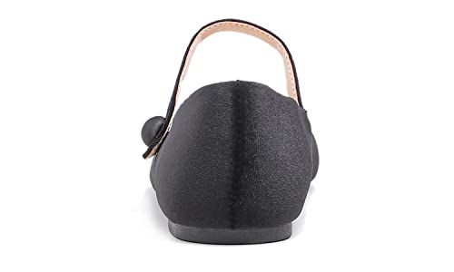 FEVERSOLE Women's Black Velvet Mary Jane Flats #TOP19
