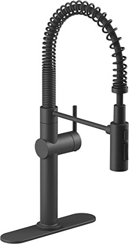 Kohler 22973-Bl Crue Kitchen Sink Faucet With Single Lever Handle, Pre-Rinse Kitchen Faucet, Commercial Faucet, 1 3-Hole Installation, Matte Black #TOP1