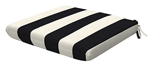 Honeycomb Indoor/Outdoor Cabana Stripe Black & Ivory Universal Seat Cushion: Recycled Fiberfill, Weather Resistant, Comfortable And Stylish Pack Of 2 Patio Cushions: 18" W X 17.5" D X 2.5" T #TOP1