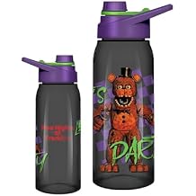 Silver Buffalo Five Nights At Freddys Lets Party Checkerboard Water Bottle with Screw Lid, 28 Ounces
