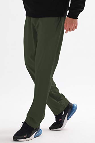 Airike Mens Sweatpants With Pockets Summer Lightweight Quick Dry Water Resistant Open Bottom Exercise Pants With Elastic Waist Armygreen #TOP2