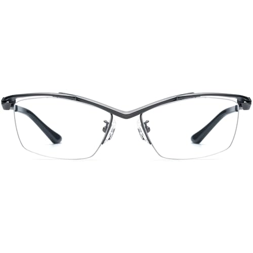 Image of FONEX Pure Titanium Glasses Frame Men Semi Rimless Square Eyeglasses Eyewear DTX416