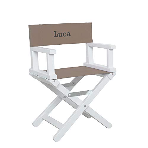 Amikado Fauteuil de metteur en scène bébé & Enfant - châssis Blanc (Taupe) - Dimensions : H 55 x L 36 x P 28 cm