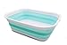 SAMMART 12L Collapsible Tub - Foldable Dish Tub - Portable Washing Basin - Space Saving Plastic Washtub (White/Lake Green)