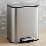 Jojoka 13 Gallon Stainless Steel Kitchen Trash Can with Lid, Rustproof Step-on Garbage Bin with Soft Close, Removable Inner Bucket and Rear Handle, Large Metal Waste Can for Home or Office, Silver