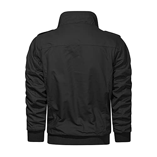Hjwwin Men's Winter Military Jacket Fleece Lining Warm Coat Zip Up Army Cargo Work Bomber Jacket With Pockets #TOP1