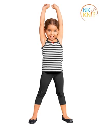 Image of NIK & KNIT Premium Stretchable Plain Capri Leggings for Girls /Kids | Night Wear | Leggings /Capris (Top /T-Shirt NOT Included)