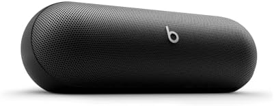 Beats Pill Tragbarer Bluetooth-Lautsprecher, Bis zu 24 Stunden Akkulaufzeit, Wasserabweisend, Kompatibel mit Apple & Android, Kraftvoller Sound für Zuhause & Outdoor - Mattschwarz