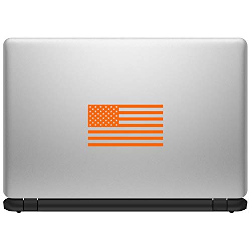 Image of American US Flag [Pick Color /Size] Vinyl Decal Sticker for Laptop /Car /Truck /Window /Bumper (5in x 2.8in [3-Pack], Matte Orange)