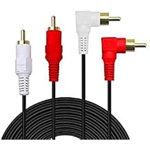 2RCA Cable,10ft Gold Plated 90 Degree Right Angle 2-Male to 2-Male RCA Audio Cable 10FT