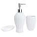 Produktbild SATU BROWN Badezimmerzubehör-Set mit Streifeneffekt, Seifenspender, Becher, Zahnbürstenhalter und Seifenschale Für Bad, Küche und Gäste-WC (9.Keramik)