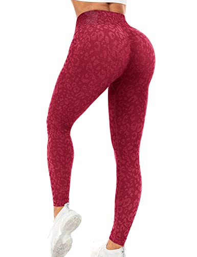 Yeoreo Women Seamless Camo Animal Leggings High Waisted Gym Yoga Pants Red L #TOP20