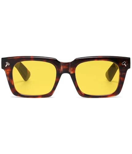 Image of EYLRIM Trendy Square Sunglasses for Men Women Square Frame Sun Glasses with Hammer Shaped Rivet Design