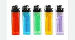King Classic Disposable Butane Lighters, Translucent Body, Child-Resistant Safety Feature, Fixed Flame, Multi-Color Pack of 5