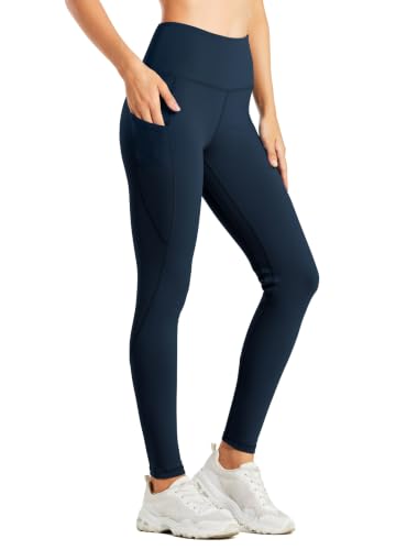 Willit Women's Fleece Lined Leggings Water Resistant Winter Pants 4 Pockets Deep Blue L