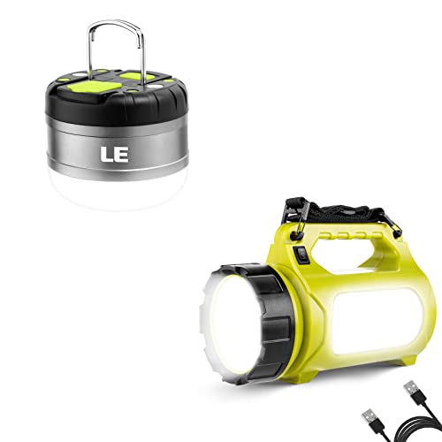 LE Rechargeable Camping Lanterns Set, Hanging, Desktop and Handheld Lighting, Waterproof, Power Bank, Multiple Lighting Modes