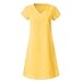 Mustard Yellow Womens Brunch Short Sleeve Dresses for Women V Neck Faux Gauze Linen Midi Knee Length Loose Fit Basic Fall Summer 2025 Clothing Fashion Y2K 3XL
