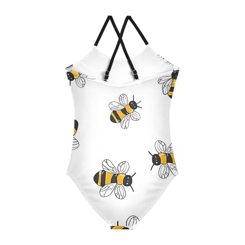Bolaz Girls Swimsuits One-Piece Bathing Suits Multicolor Kids Sport Summer Beach Swimwear for 3-10 Years Old-Cute Bee2